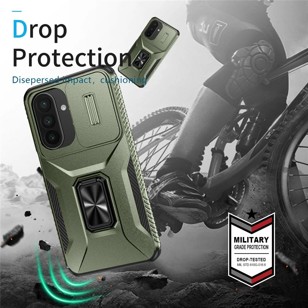 For Samsung Galaxy A27 5G Case Camshield Kickstand TPU + PC Anti-Slip Phone Cover - Green - 6