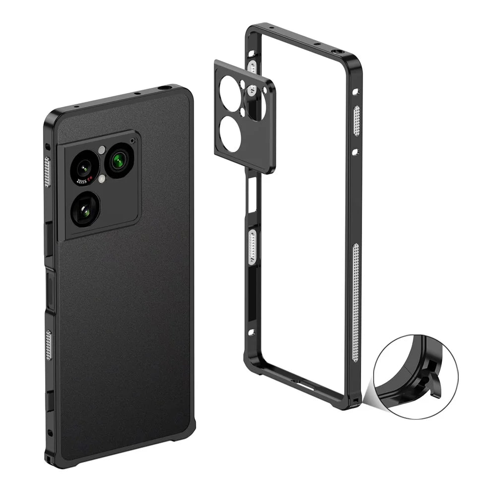 For Sony Xperia 1 VIII Bumper Cases Metal Frame Heat Dissipation Cover with Lens Protector - Black - 1