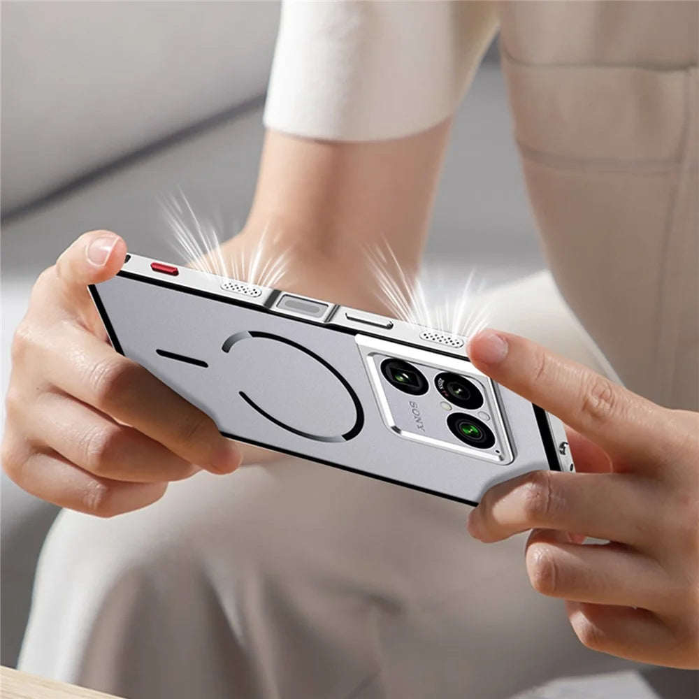 For Sony Xperia 1 VIII Magnetic Case Aluminium Alloy PC Matte Phone Cover Pop-Up Snap Lock - Black - 5