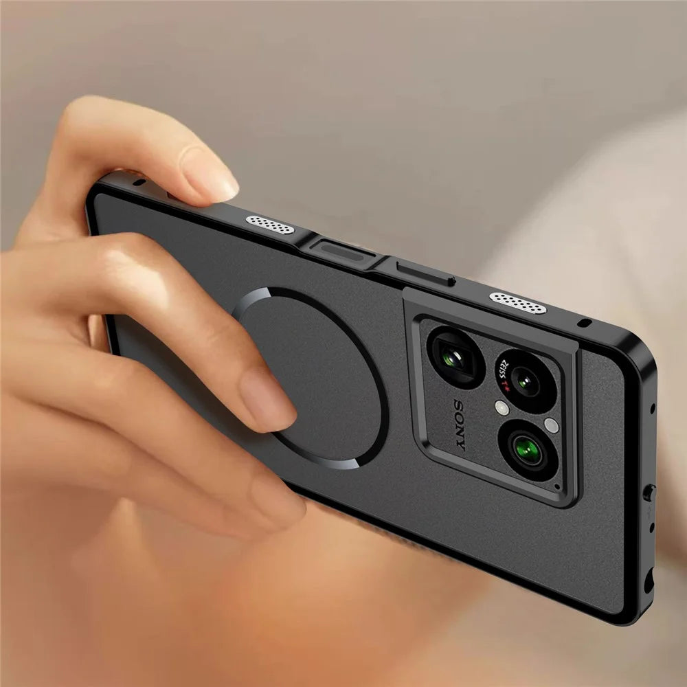For Sony Xperia 1 VIII Magnetic Case Aluminium Alloy PC Matte Phone Cover Pop-Up Snap Lock - Black - 7