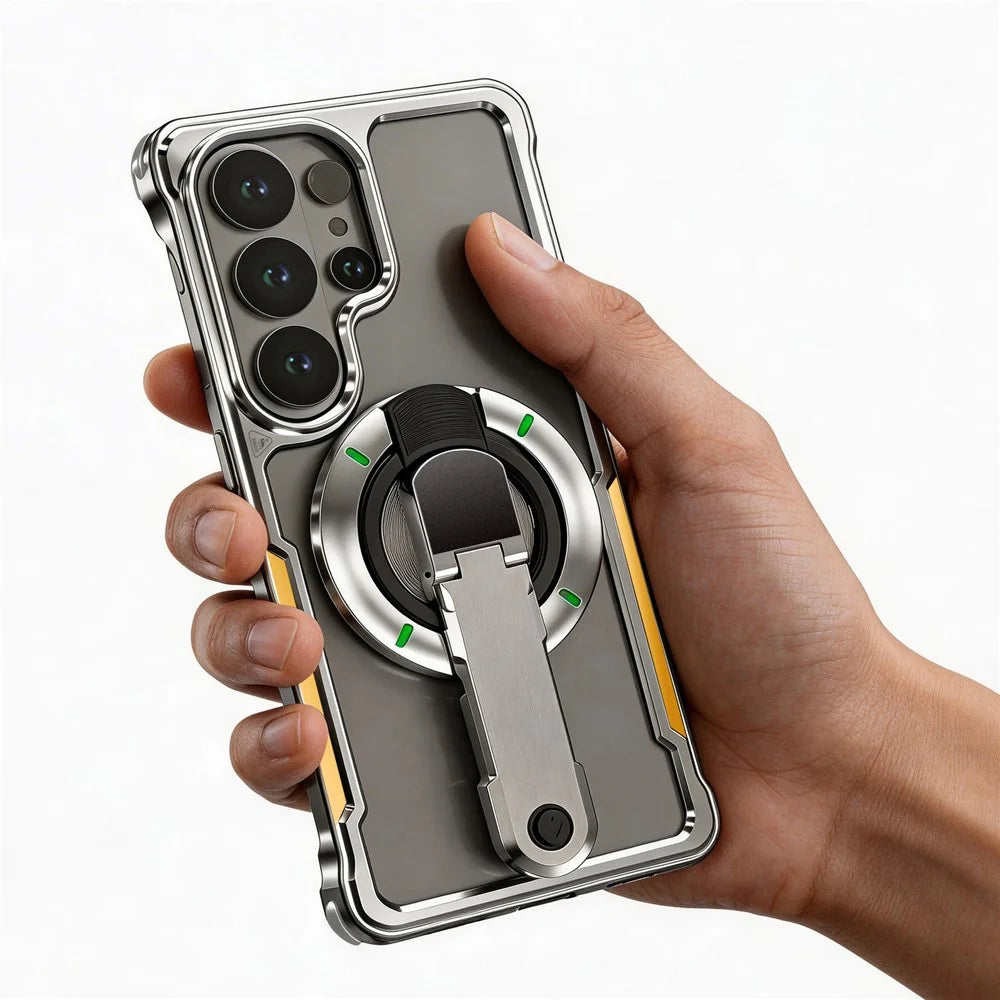 For Samsung Galaxy S26 Ultra Case with Magnetic Kickstand Titanium Metal Shockproof Armor Phone Cover - Purple - 3