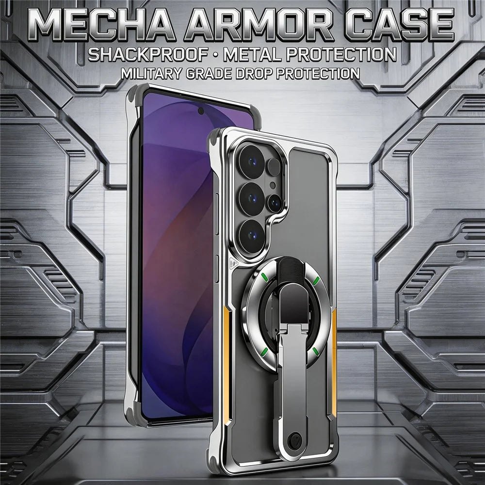 For Samsung Galaxy S26 Ultra Case with Magnetic Kickstand Titanium Metal Shockproof Armor Phone Cover - Purple - 6