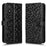 For TCL K70 5G Wallet Case Dot Pattern Imprint PU Leather Phone Cover with Wrist Strap - Black - 1