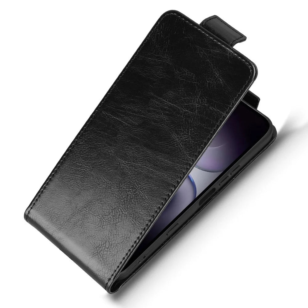 For Infinix Hot 70 Stand Case Magnetic Clasp Vertical Flip Leather Phone Cover with Card Holder - Black - 5