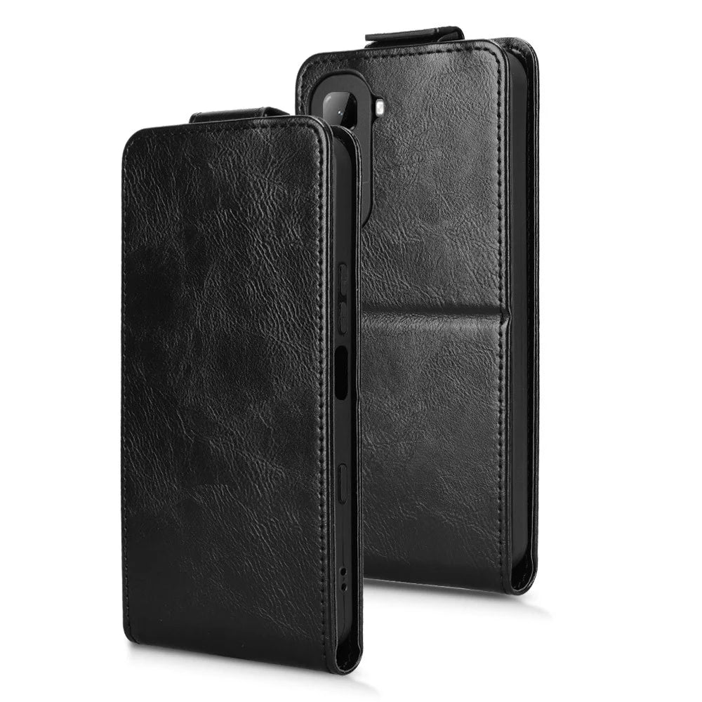 For Infinix Hot 70 Stand Case Magnetic Clasp Vertical Flip Leather Phone Cover with Card Holder - Black - 7