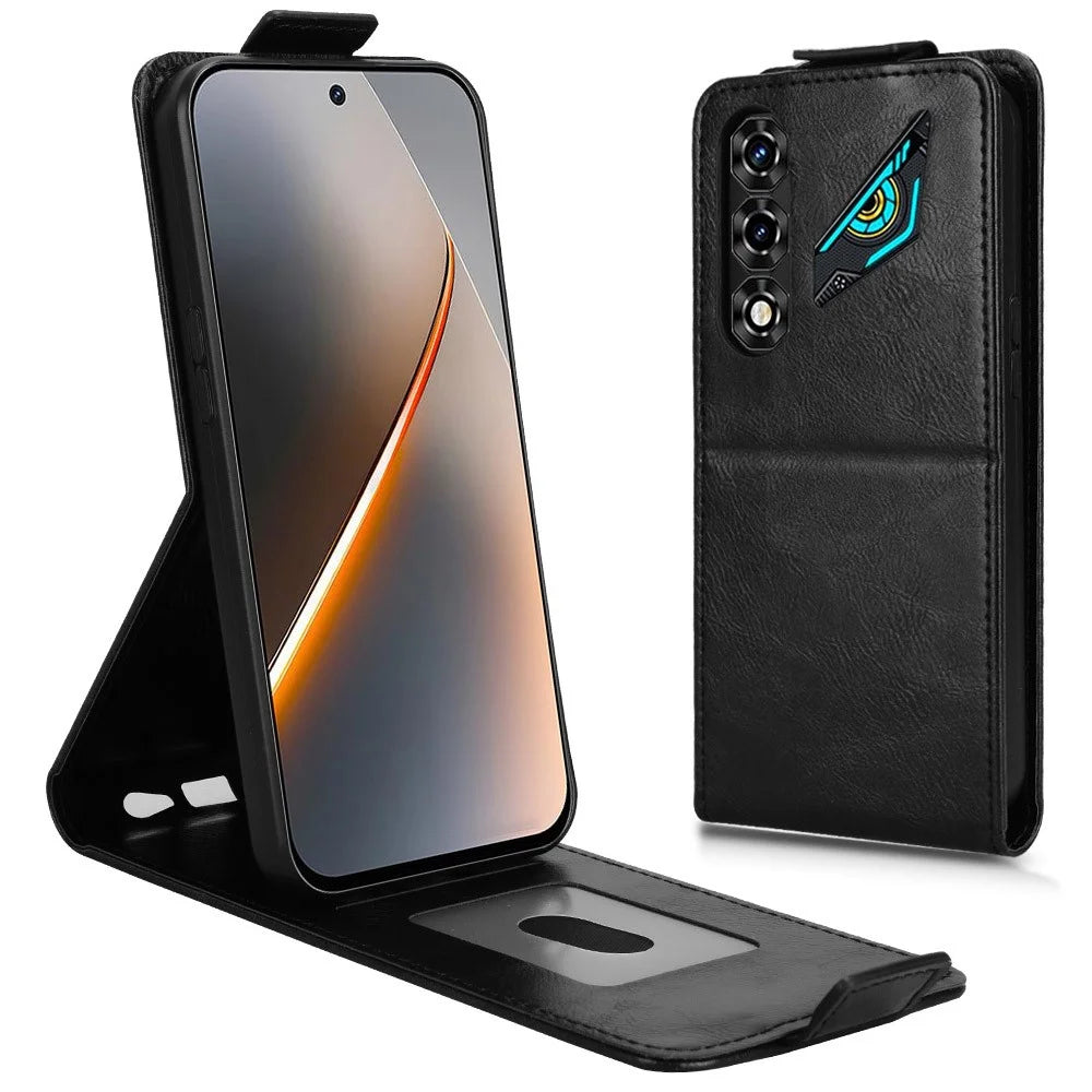For ZTE nubia Neo 5G Stand Case Magnetic Clasp Vertical Flip Leather Phone Cover with Card Holder - Black - 2