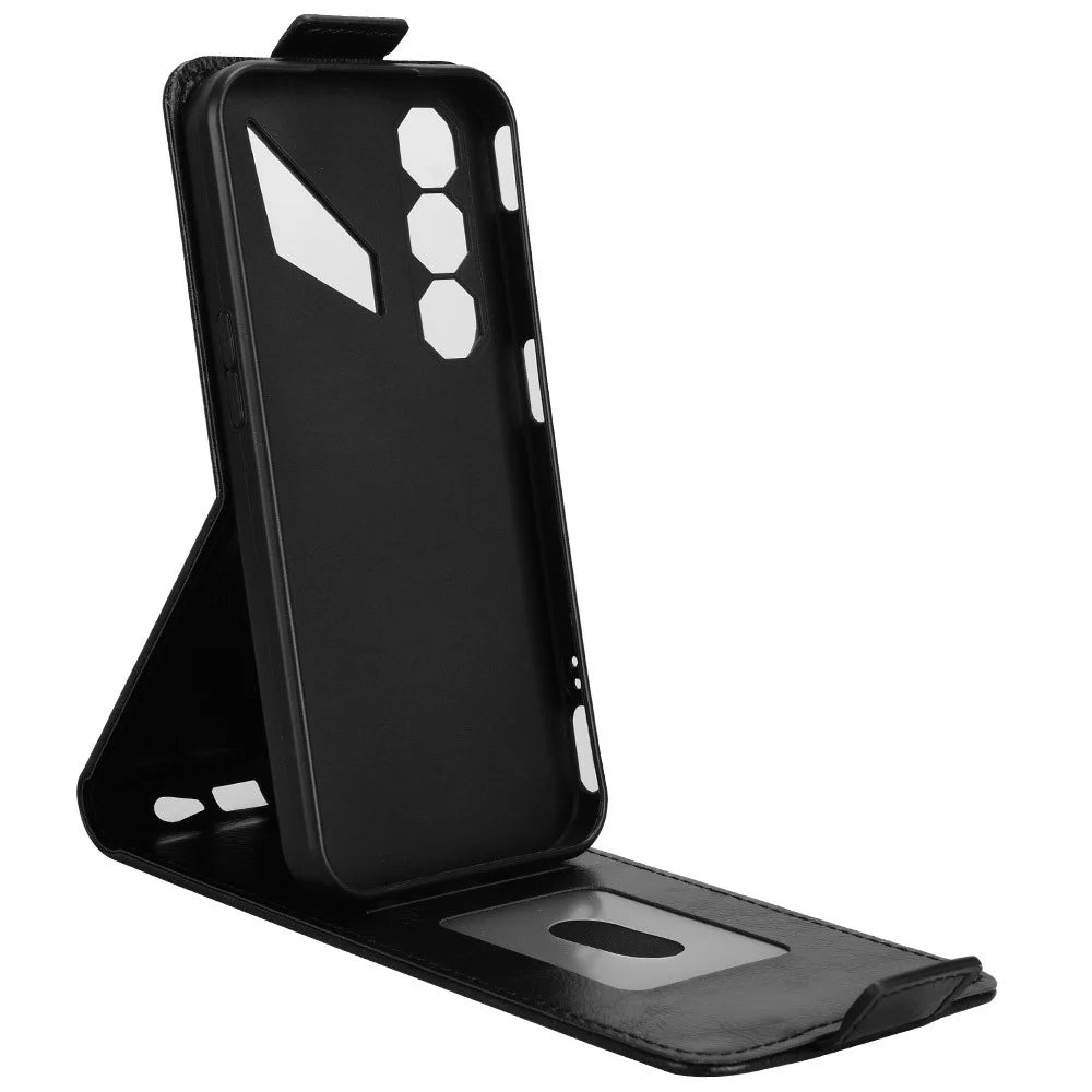 For ZTE nubia Neo 5G Stand Case Magnetic Clasp Vertical Flip Leather Phone Cover with Card Holder - Black - 4