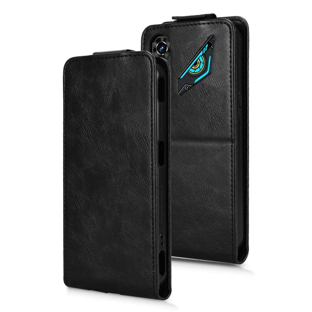 For ZTE nubia Neo 5G Stand Case Magnetic Clasp Vertical Flip Leather Phone Cover with Card Holder - Black - 6