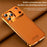 For iPhone 17 Pro Magnetic Case PU Leather + Metal Borderless Phone Cover with Aromatherapy Tablet - Orange - 4