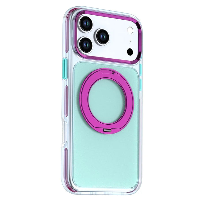 For iPhone 18 Pro / 17 Pro Case Rotating Kickstand TPU + PC Color Contrast Phone Cover - Blue - 2