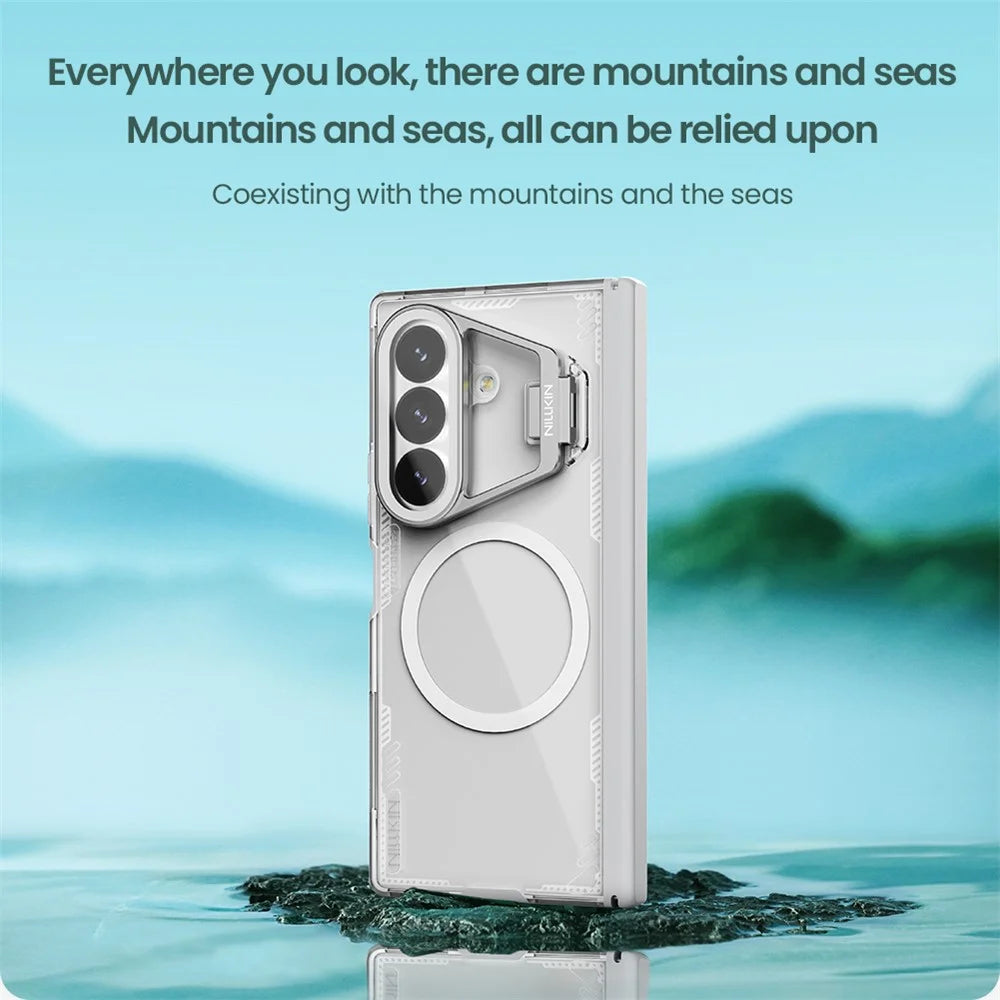 NILLKIN Iceblade CamProp For Samsung Galaxy Z Fold8 Ultra Magnetic Case Clear Lens Lid Kickstand PC TPU Phone Cover - Grey - 6