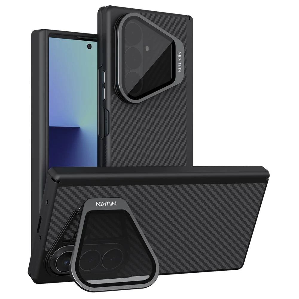 NILLKIN For Samsung Galaxy Z Fold8 Ultra Magnetic Case TPU + Aramid Fiber Lens Cover Kickstand Phone Cover - Black - 1