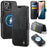 AUTSPACE for iPhone 14 A15 Case RFID Blocking Wallet Leather Magnetic Phone Cover - Black - 1