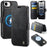 AUTSPACE for iPhone 17e / iPhone 16e A15 Case RFID Blocking Wallet Leather Magnetic Phone Cover - Black - 1