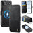 AUTSPACE for iPhone Air A15 Case RFID Blocking Wallet Leather Magnetic Phone Cover - Black - 1
