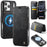 AUTSPACE for iPhone 17 Pro A15 Case RFID Blocking Wallet Leather Magnetic Phone Cover - Black - 1