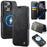 AUTSPACE for iPhone 13 Pro Max A15 Case RFID Blocking Wallet Leather Magnetic Phone Cover - Black - 1