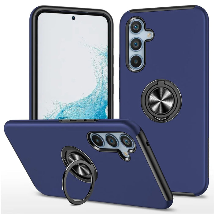For Samsung Galaxy A57 5G Case PC + TPU Phone Cover with Rotatable Ring Holder - Blue - 1