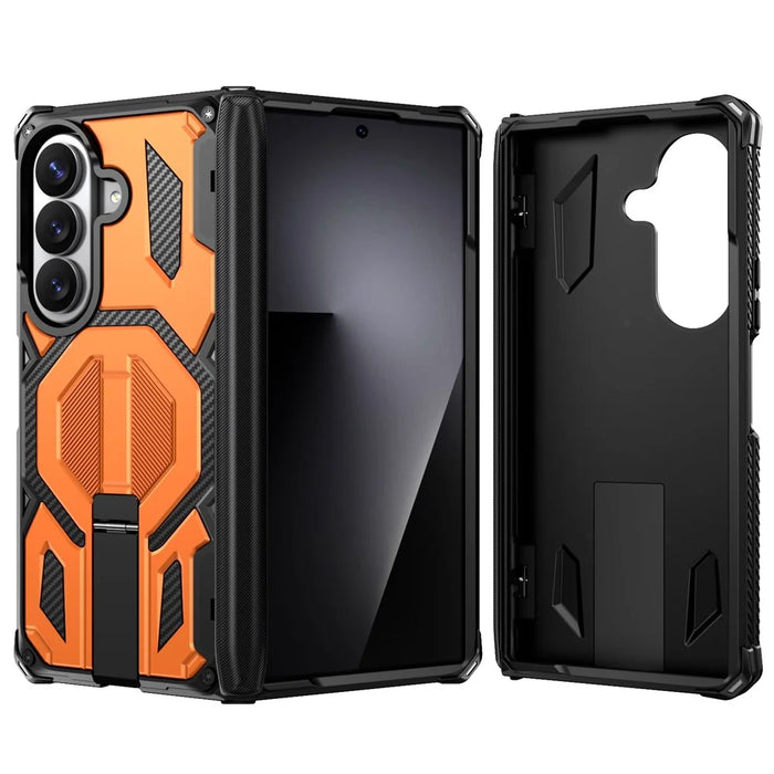 For Samsung Galaxy Z Fold8 Ultra / Z Fold7 5G Case Kickstand Hinge Protection Rugged PC + TPU Phone Cover - Orange - 2