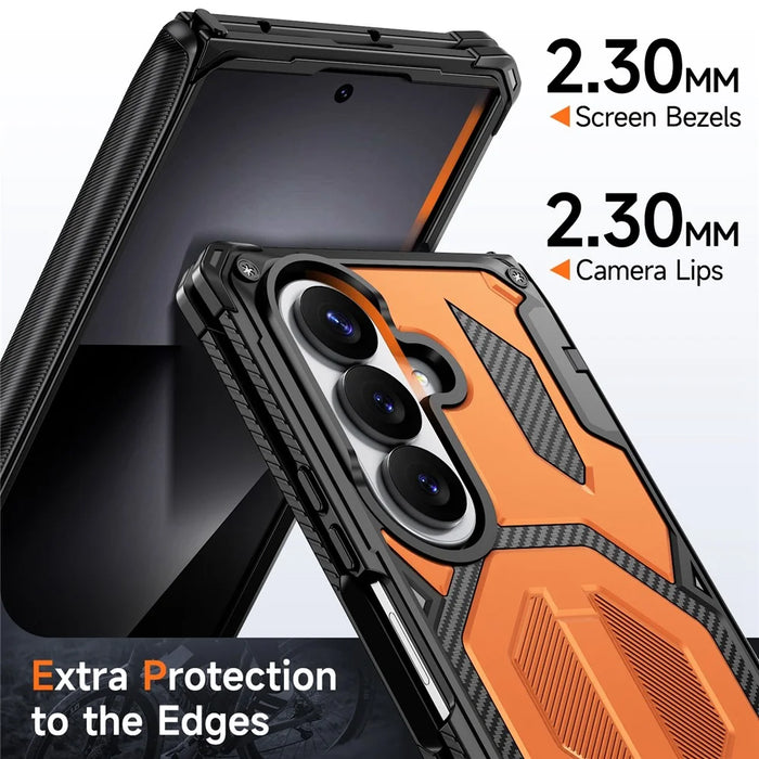 For Samsung Galaxy Z Fold8 Ultra / Z Fold7 5G Case Kickstand Hinge Protection Rugged PC + TPU Phone Cover - Orange - 7