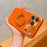 For iPhone 17 Pro Magnetic Case Ring Kickstand Tech Fabric Coated PC + TPU Phone Back Cover with Tempered Glass Screen Protector - Orange - 3