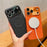 For iPhone 17 Pro Magnetic Case Ring Kickstand Tech Fabric Coated PC + TPU Phone Back Cover with Tempered Glass Screen Protector - Orange - 6