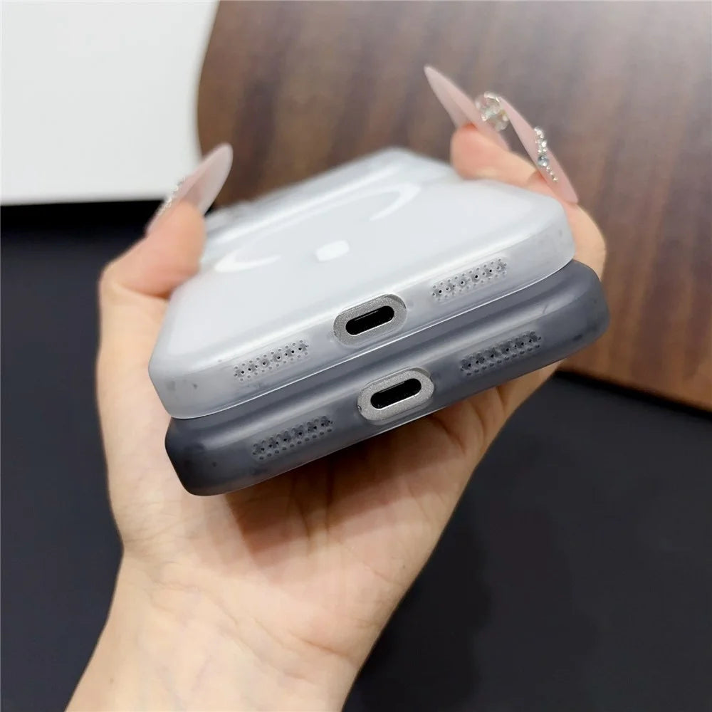 For iPhone 17 Pro Max Magnetic Case with Camera Lens Protector Matte PC Shockproof Phone Cover + Tempered Glass Screen Protector - Transparent White - 5