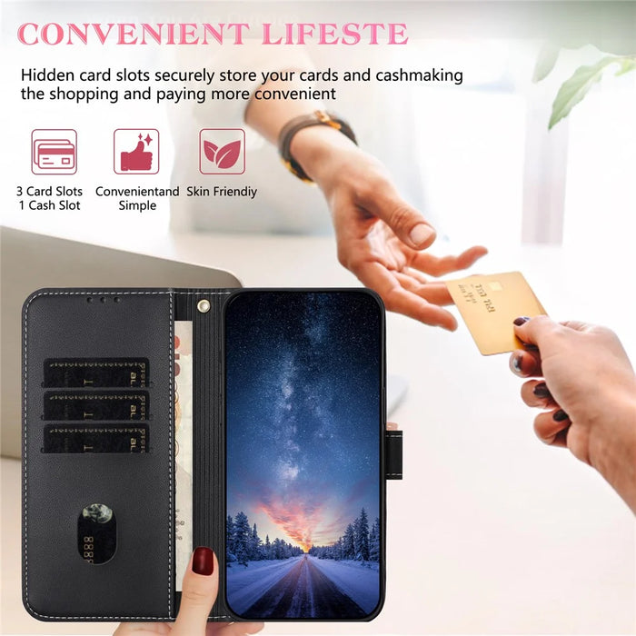 For Samsung Galaxy S26 FE Case Bowknot Decor Wallet Leather Phone Cover with Wrist Strap - Black - 4