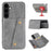 For Samsung Galaxy S26 FE Case with Card Slots Kickstand Leather + TPU Phone Cover - Grey - 1
