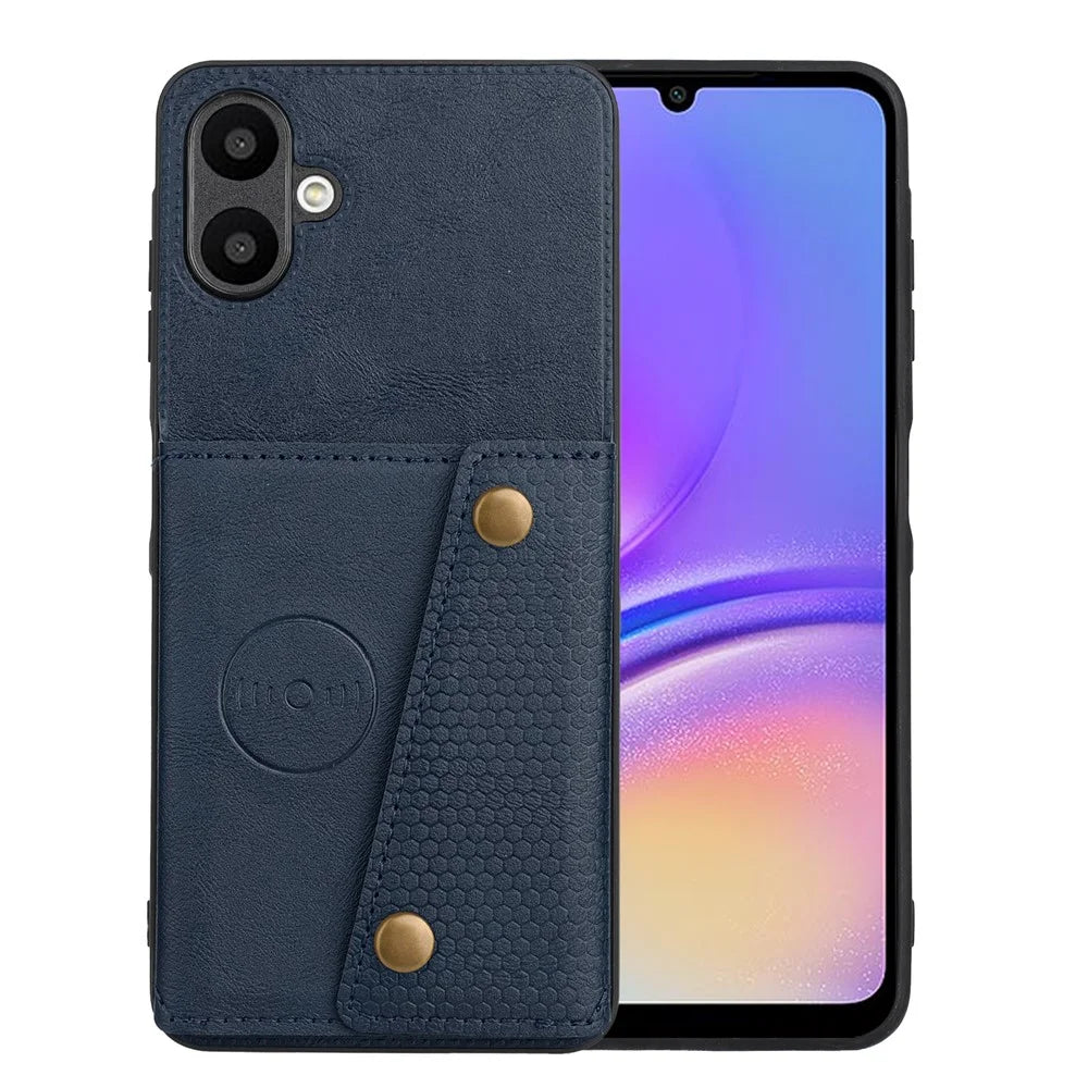 For Samsung Galaxy A08 5G / A08 4G / A07 5G Case with Card Slots Kickstand Leather + TPU Phone Cover - Blue - 2