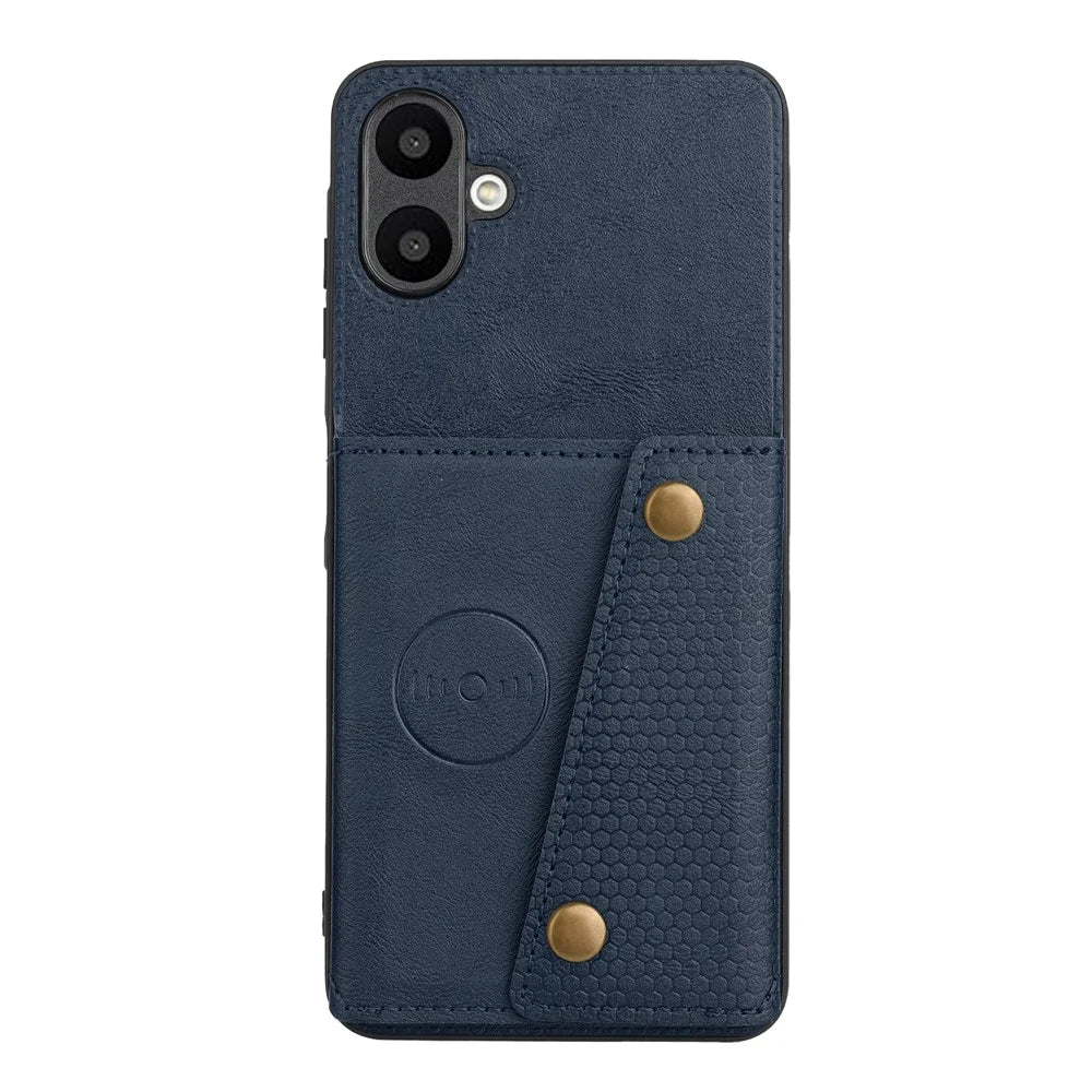 For Samsung Galaxy A08 5G / A08 4G / A07 5G Case with Card Slots Kickstand Leather + TPU Phone Cover - Blue - 3