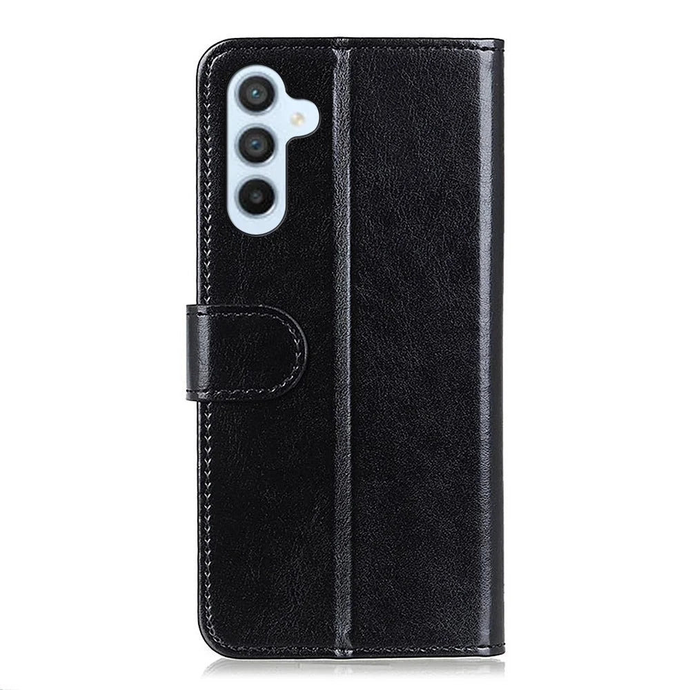 For Samsung Galaxy S26 FE Case Crazy Horse Texture PU Leather Phone Stand Cover - Black - 7