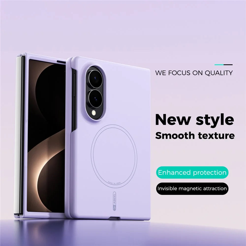 ABEEL Magnetic Case For Samsung Galaxy Z Fold8 Skin Touch Liquid Silicone Phone Back Cover - Purple - 2