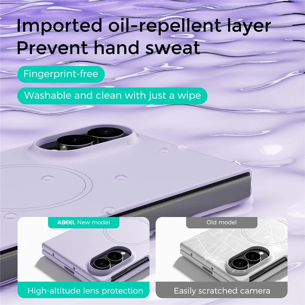ABEEL Magnetic Case For Samsung Galaxy Z Fold8 Skin Touch Liquid Silicone Phone Back Cover - Purple - 4