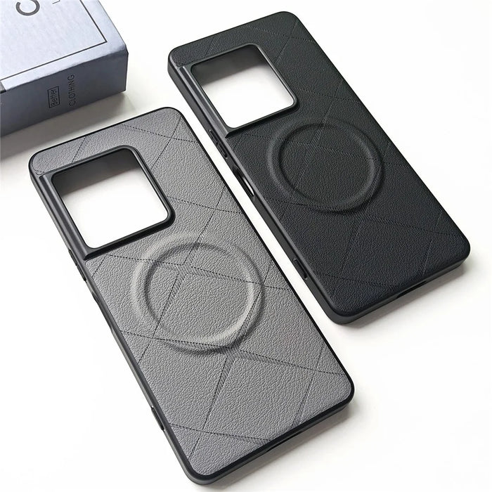 For Sony Xperia 1 VIII Magnetic Case X-Patterned TPU PU Leather PC Anti-Drop Phone Cover - Black - 4