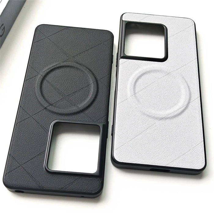 For Sony Xperia 1 VIII Magnetic Case X-Patterned TPU PU Leather PC Anti-Drop Phone Cover - Black - 5