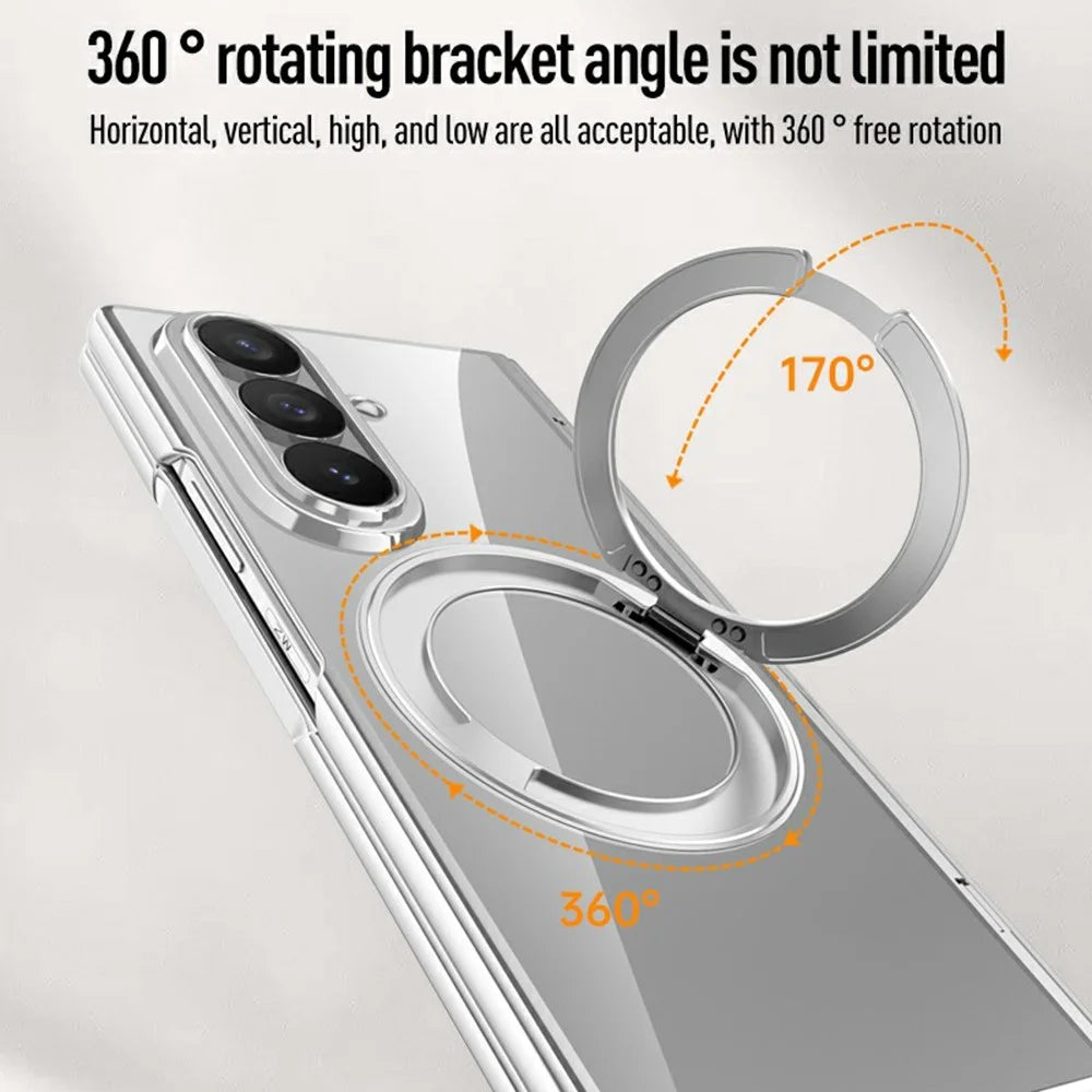For Samsung Galaxy Z Fold8 Ultra Magnetic Case Kickstand Electroplated PC Phone Cover Built-In Screen Protector - Silver - 4