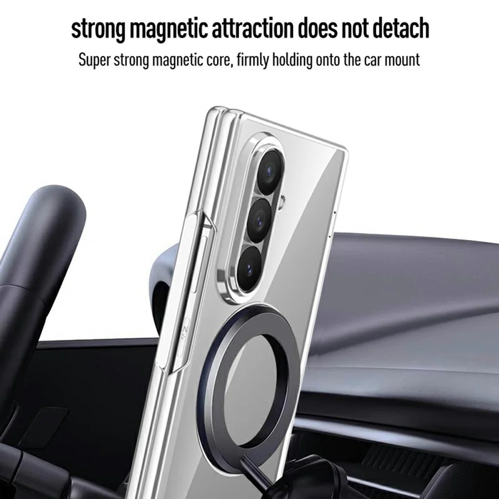 For Samsung Galaxy Z Fold8 Ultra Magnetic Case Kickstand Electroplated PC Phone Cover Built-In Screen Protector - Silver - 6