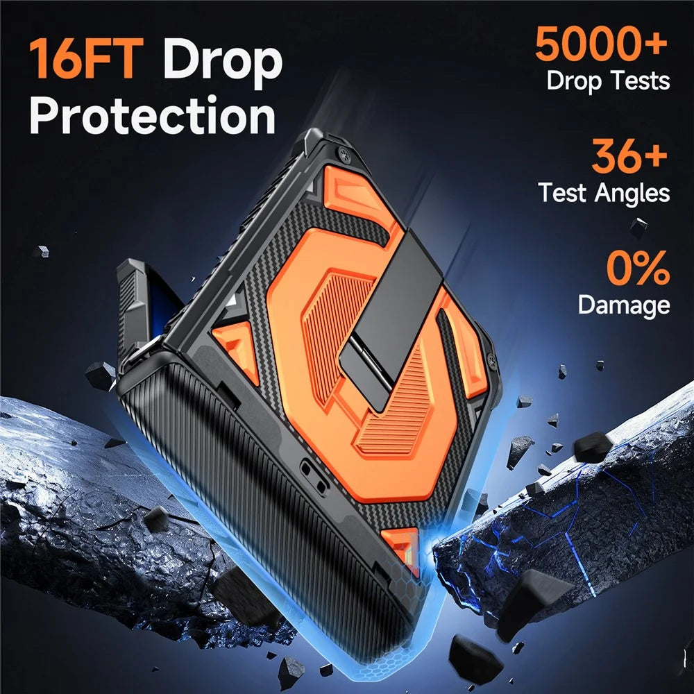 For Samsung Galaxy Z Flip8 / Z Flip7 5G Case Kickstand Hinge Protection Rugged PC + TPU Phone Cover - Orange - 4