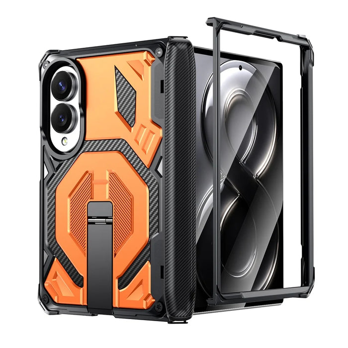 For Samsung Galaxy Z Fold8 Case Kickstand Hinge Protection Rugged PC + TPU Phone Cover - Orange - 2