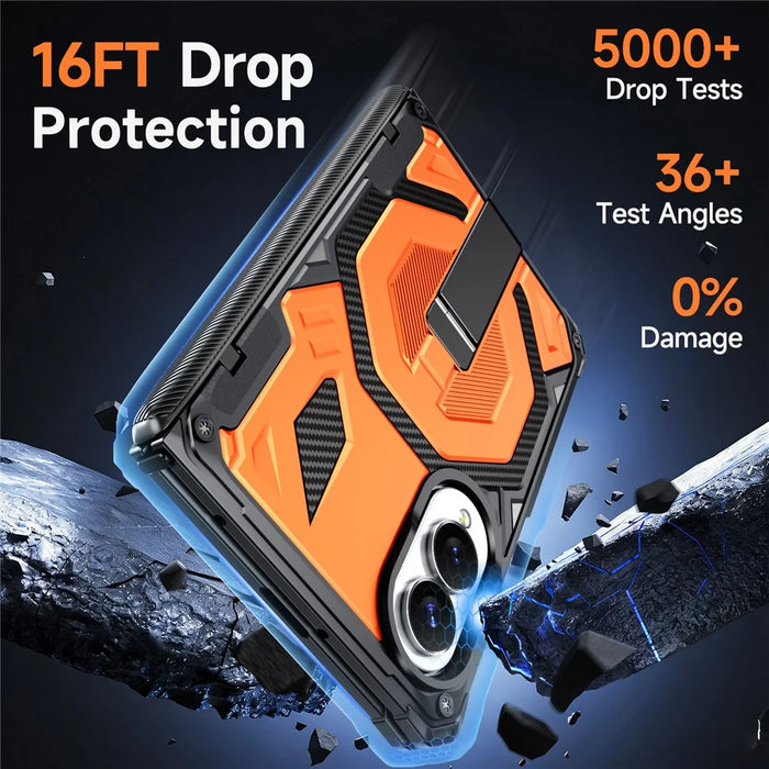 For Samsung Galaxy Z Fold8 Case Kickstand Hinge Protection Rugged PC + TPU Phone Cover - Orange - 5