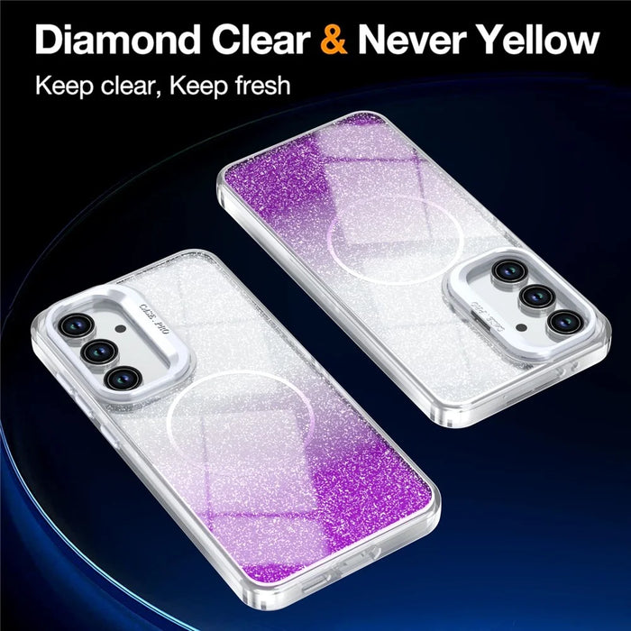 For Samsung Galaxy A27 5G Magnetic Case Gradient Glitter Shockproof TPU PC Phone Cover - Purple - 2