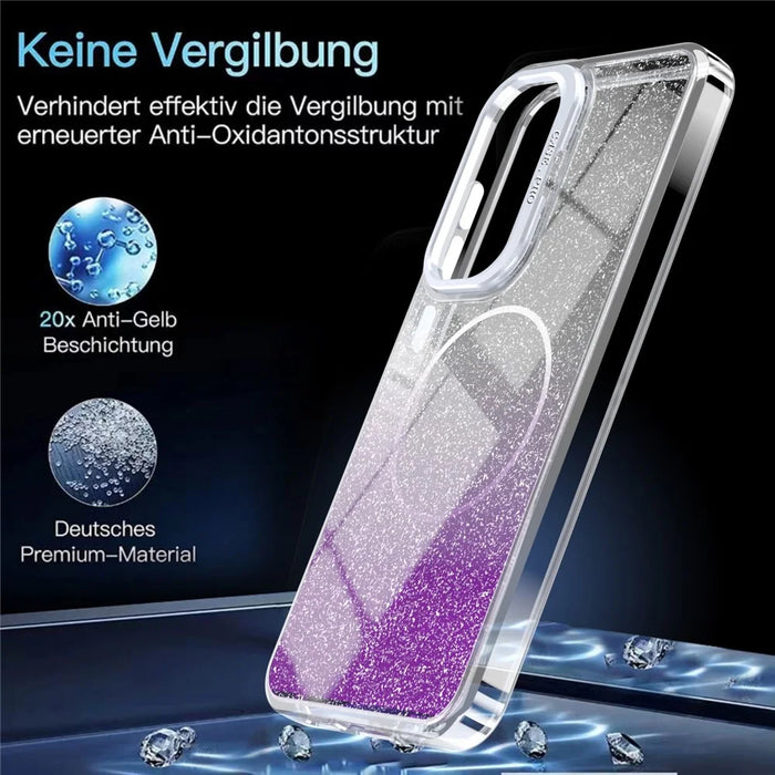 For Samsung Galaxy A27 5G Magnetic Case Gradient Glitter Shockproof TPU PC Phone Cover - Purple - 7