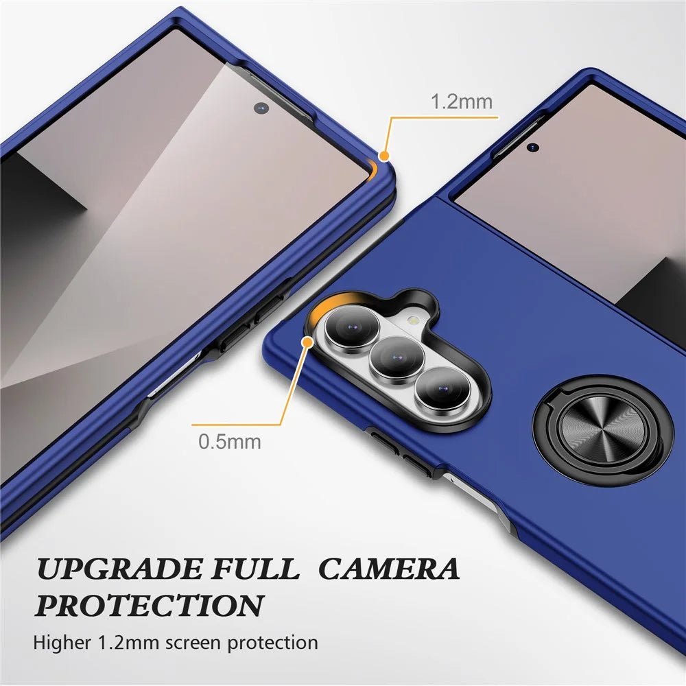 For Samsung Galaxy Z Fold8 Ultra Case PC + TPU Phone Cover with Rotatable Ring Holder - Blue - 6