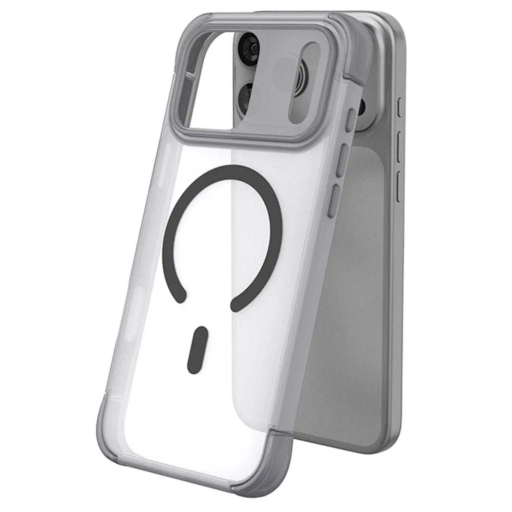 For iPhone 18 Pro / 17 Pro Magnetic Case Skin-touch PC + TPU Airbag Protection Phone Cover - Grey+Black - 2