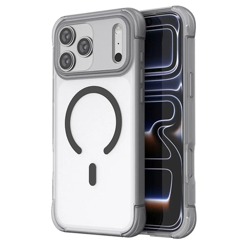For iPhone 18 Pro Max / 17 Pro Max Magnetic Case Skin-touch PC + TPU Airbag Protection Phone Cover - Grey+Black - 1