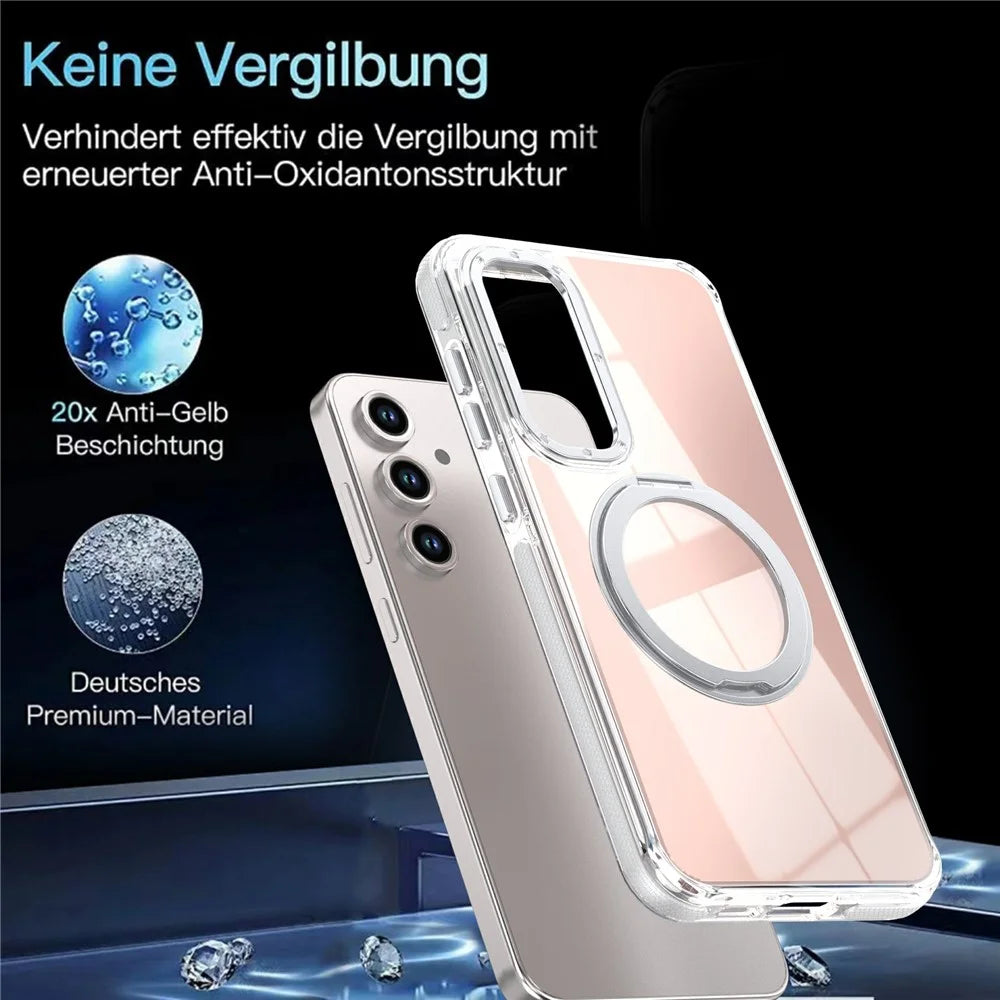 For Samsung Galaxy S26 FE Magnetic Case Chameleon Gradient TPU + Acrylic Phone Cover with 360 Degree Rotating Kickstand - White - 7