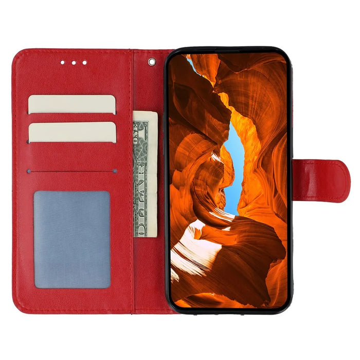 For Samsung Galaxy S26 FE Case PU Leather Flip Wallet Phone Cover with Strap - Red - 2