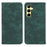 For Samsung Galaxy S26 FE Case Strong Magnetic Leather Wallet Phone Cover with Striped Texture - Green - 1