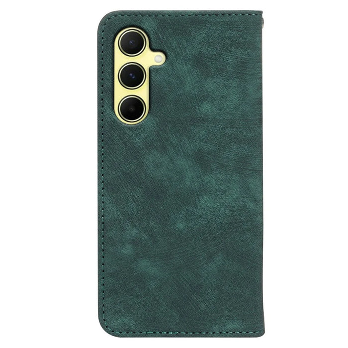 For Samsung Galaxy S26 FE Case Strong Magnetic Leather Wallet Phone Cover with Striped Texture - Green - 6